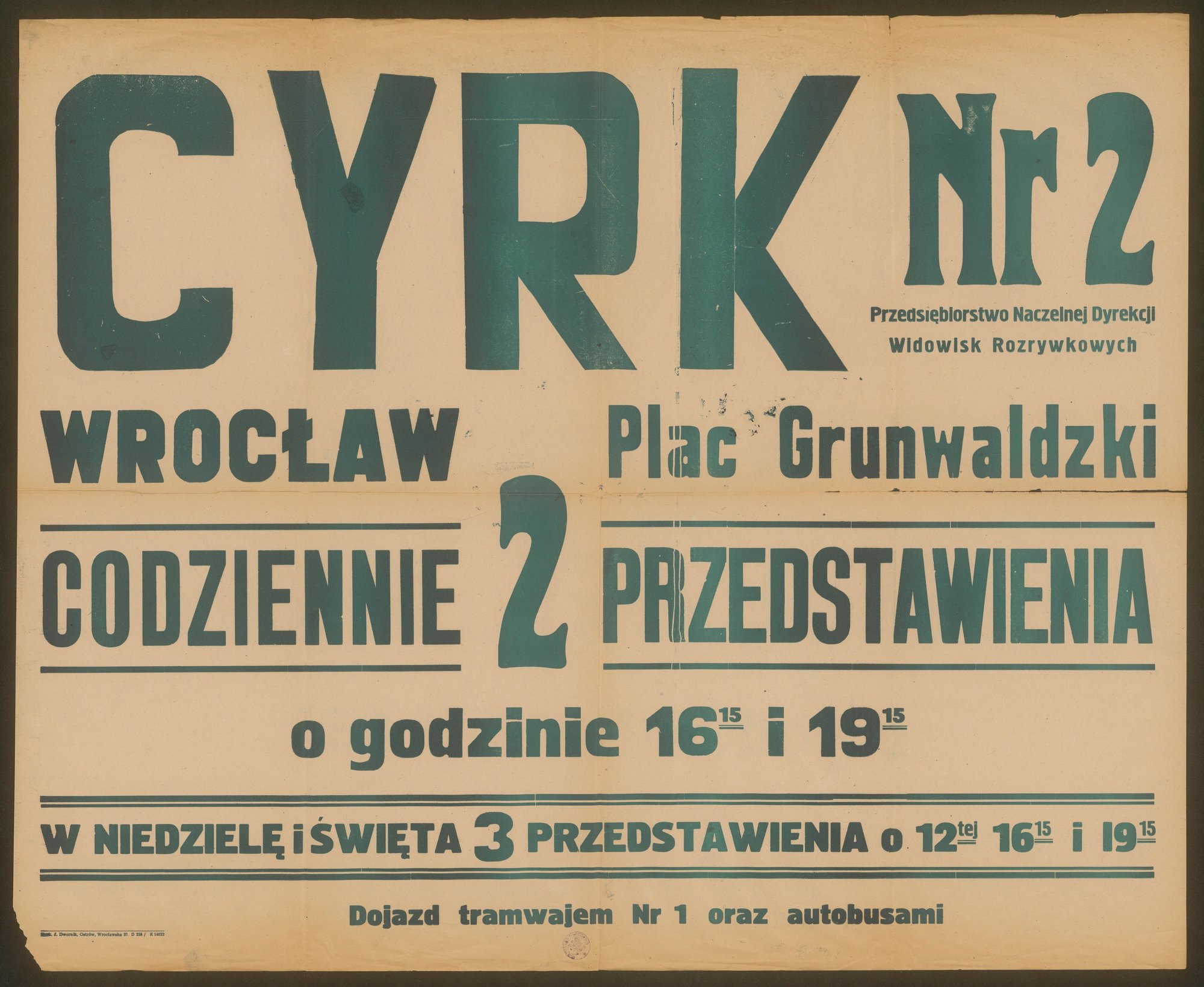 Afisz cyrkowy z lat czterdziestych XX wieku